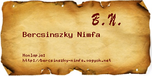 Bercsinszky Nimfa névjegykártya